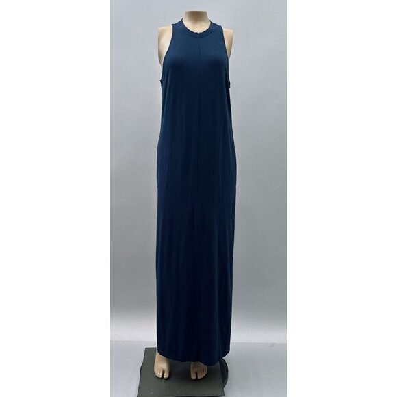 Athleta Sleeveless Tank Maxi Dress Side High Slits Stretch Navy  Blue Womens S - Picture 1 of 11